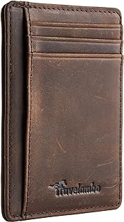 Travelambo Slim Wallet Front Pocket Minimalist Leather RFID Blocking Medium Size