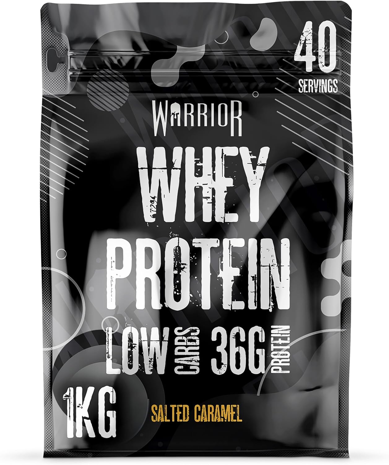 Warrior Whey Protein Powder – Up to 36g* of Protein Per Shake – Low Sugar, and Low Carbs – GMP Certified (Salted Caramel, 1kg)