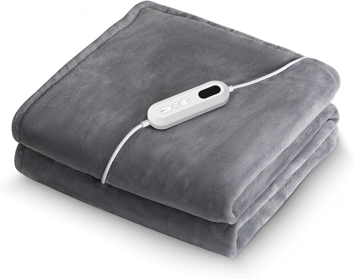 CORIWELL Electric Blanket Heated Throw - 160 x 120cm Fast Heating Overblanket - Soft Flannel Heated Blanket for Sofa Bed - 9 Heat Levels & 9H Timer, Machine Washable, Grey