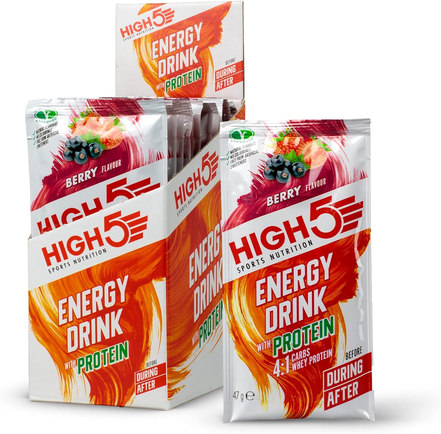 HIGH5 Energy Drink With Protein Blend of Carbohydrates Protein & Electrolytes (Berry, 12 x 47g)