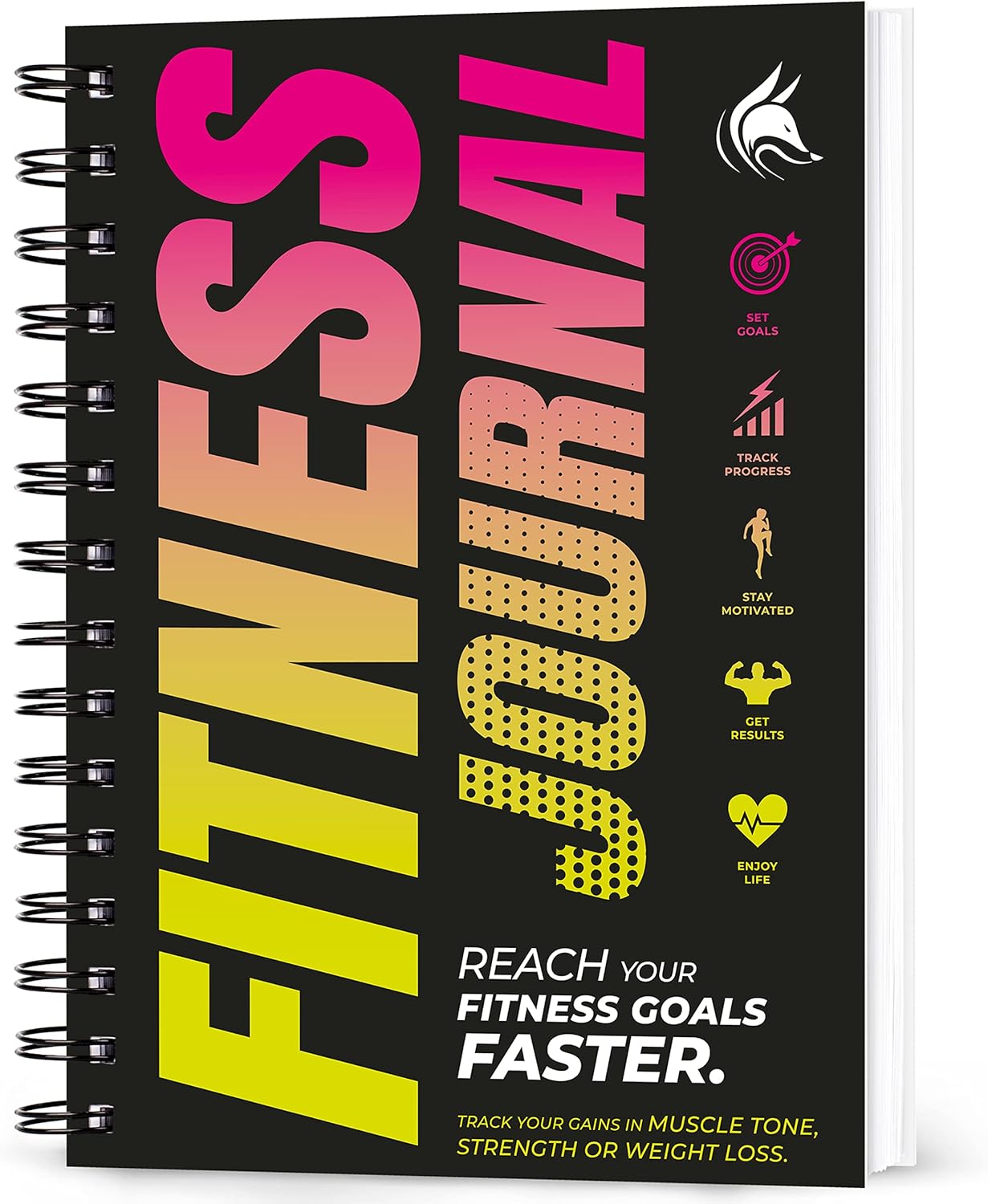 Clever Fox Fitness & Workout Journal/Planner Daily Exercise Log Book to Track Your Lifts, Cardio, Body Weight Tracker – Spiral–Bound, Laminated Cover, Thick Pages, A5 (Yellow & Pink)