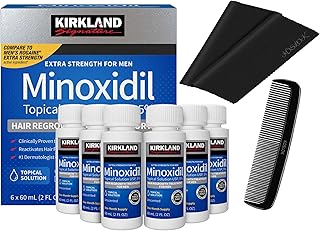 Kirkland Minoxidil 5% for Men, Topical Solution Extra Strength Hair Regrowth Treatment, 6 Months Supply, Total 12 Fl Oz, Dropper Applicator, Exclusive 2 MicroFiber Cleaning Cloths and Comb Included