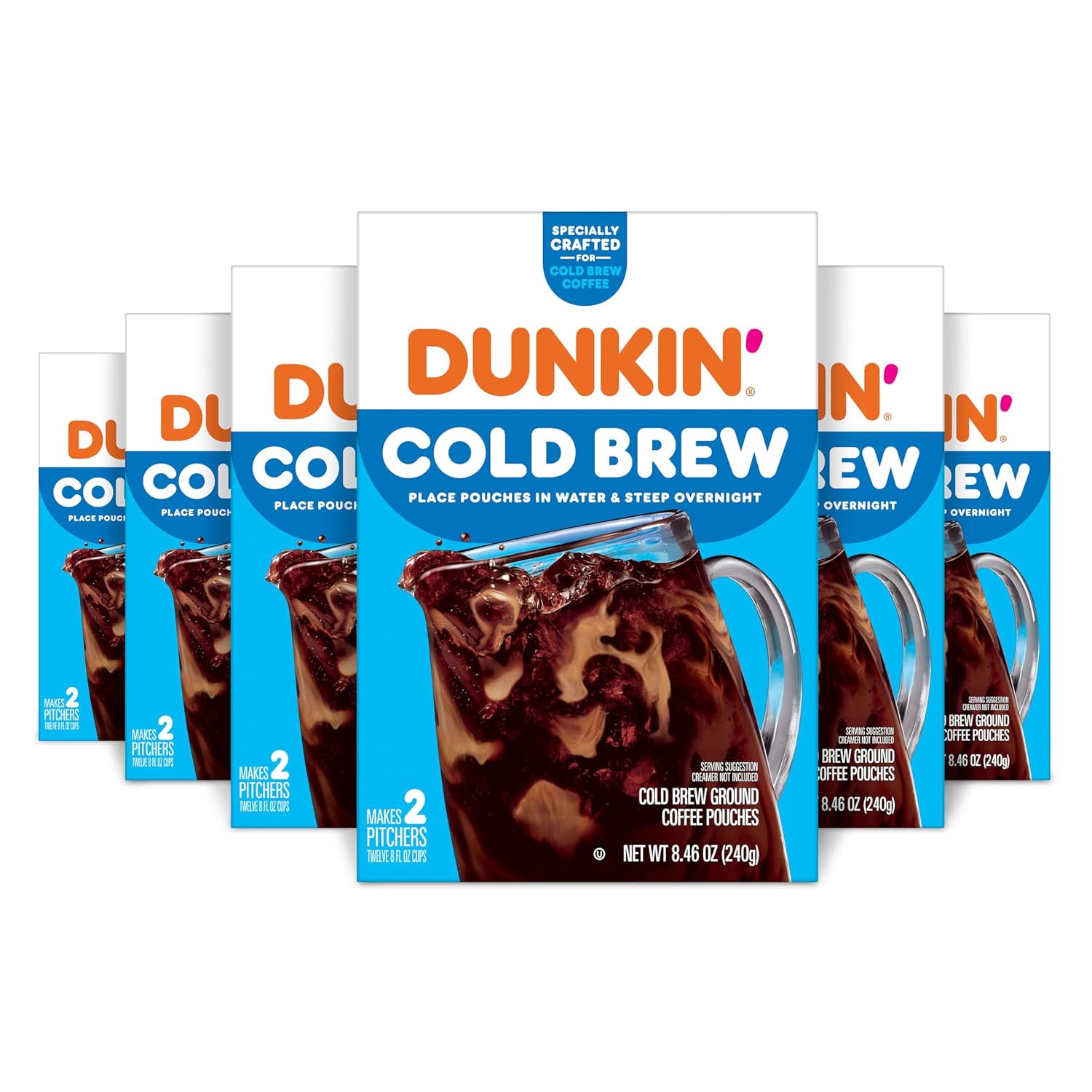 Dunkin’ Cold Brew Ground Coffee Pouches, 8.46 oz. Box (Pack of 6)