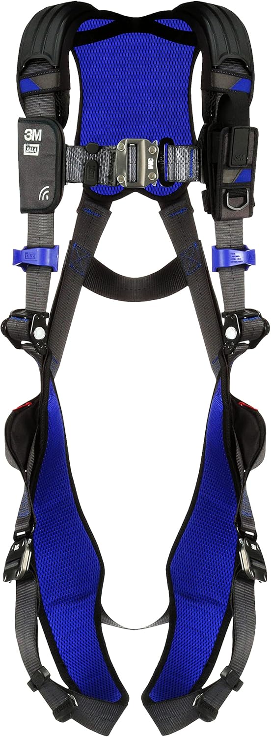 3M 1113007 DBI-SALA ExoFit NEX Vest Style Harness, Aluminum Back D-Ring, Locking Quick Connect Buckles, Large, Blue/Gray