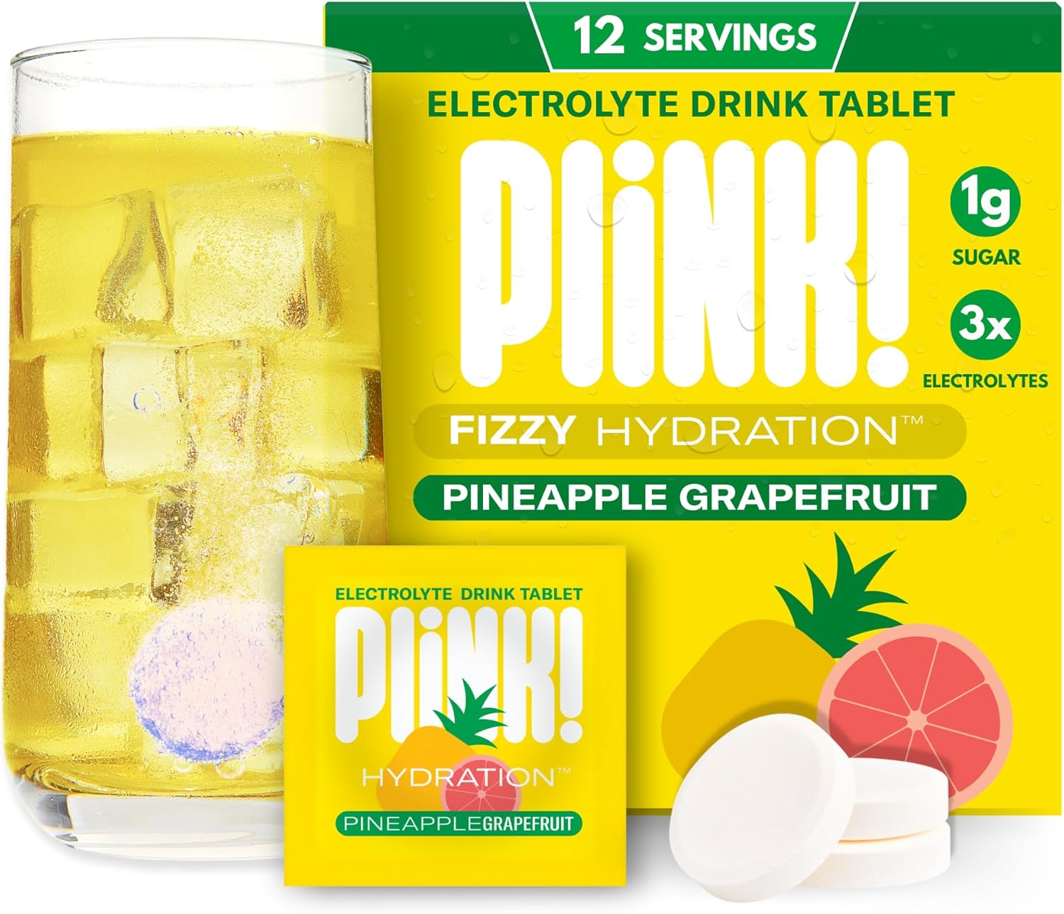 Plink! Fizzy Electrolyte Drink Tablets for Daily Hydration - 12ct Electrolyte Tablets + Sodium, Potassium, Magnesium, Low-Calorie, Low-Sugar Keto Electrolytes Powder Hydration Packets Water Flavoring