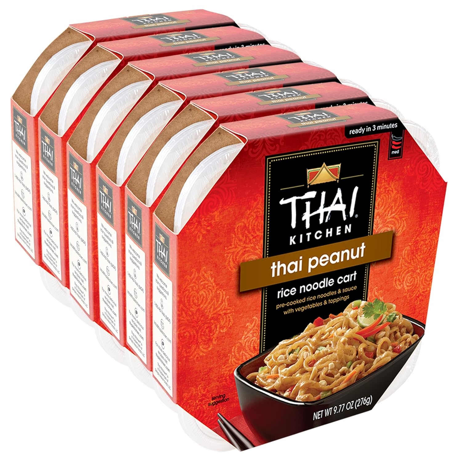 Thai Kitchen Gluten Free Thai Peanut Rice Noodle Cart, 9.77 oz (Pack of 6)