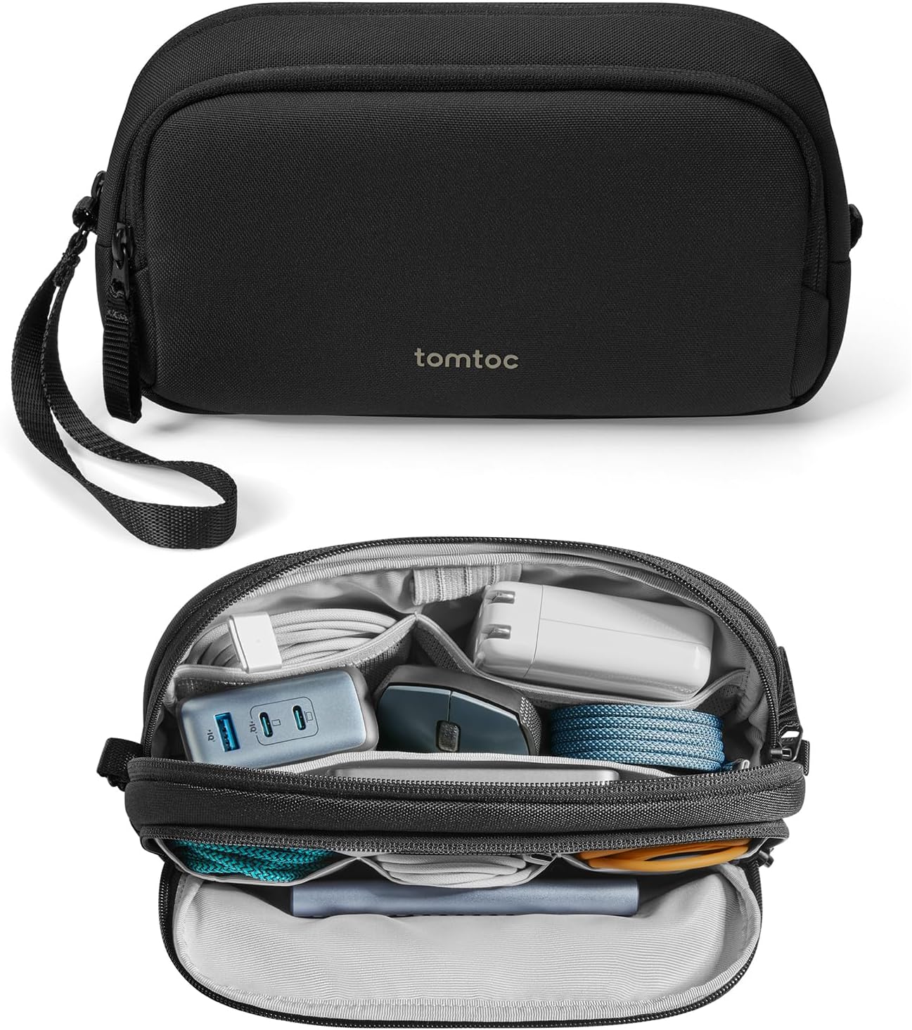tomtoc Electronic Organizer Travel Case, Dual Compartment Tech Organization