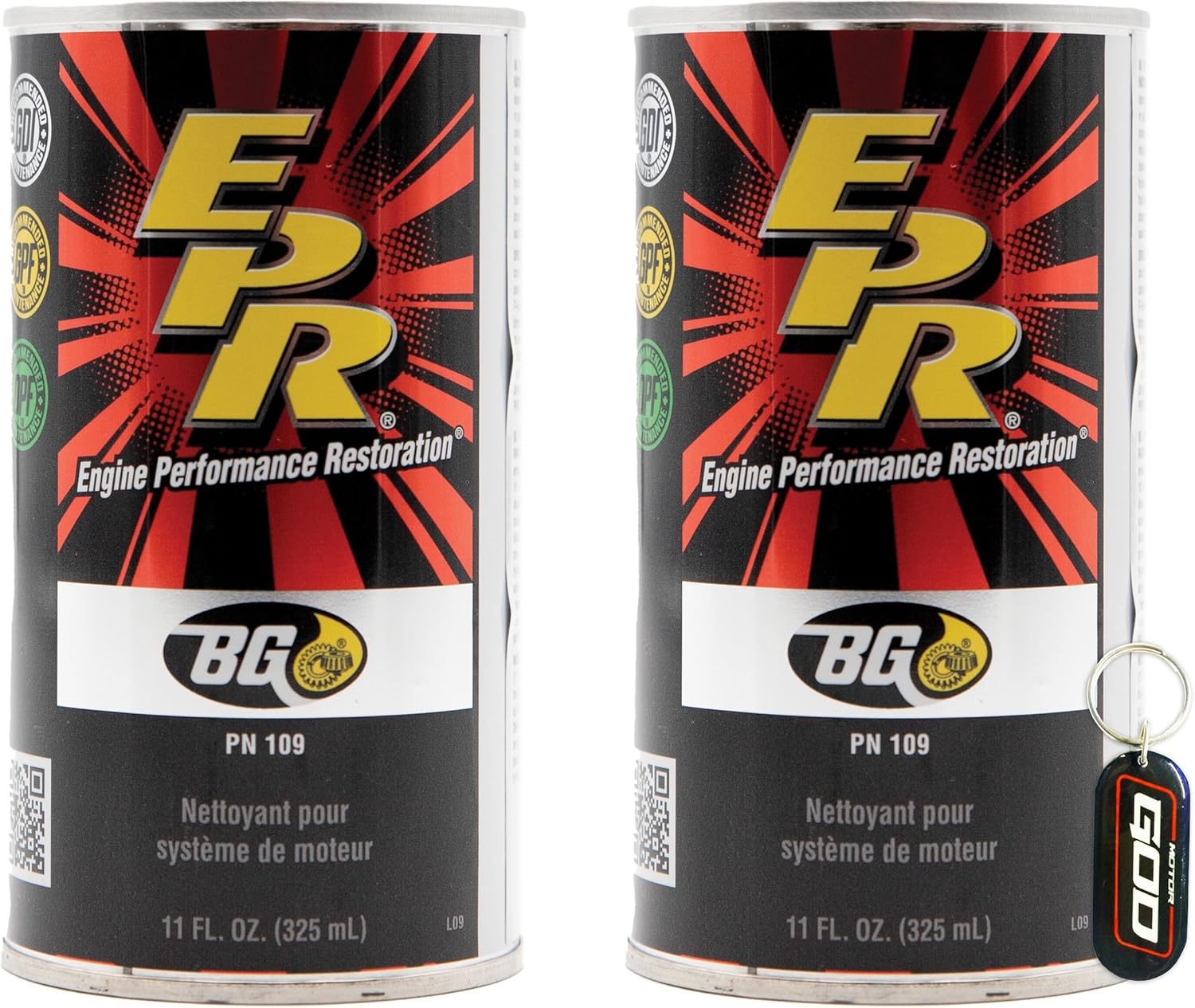 2 Cans of New BG EPR Engine Performance Restoration 109 key chain