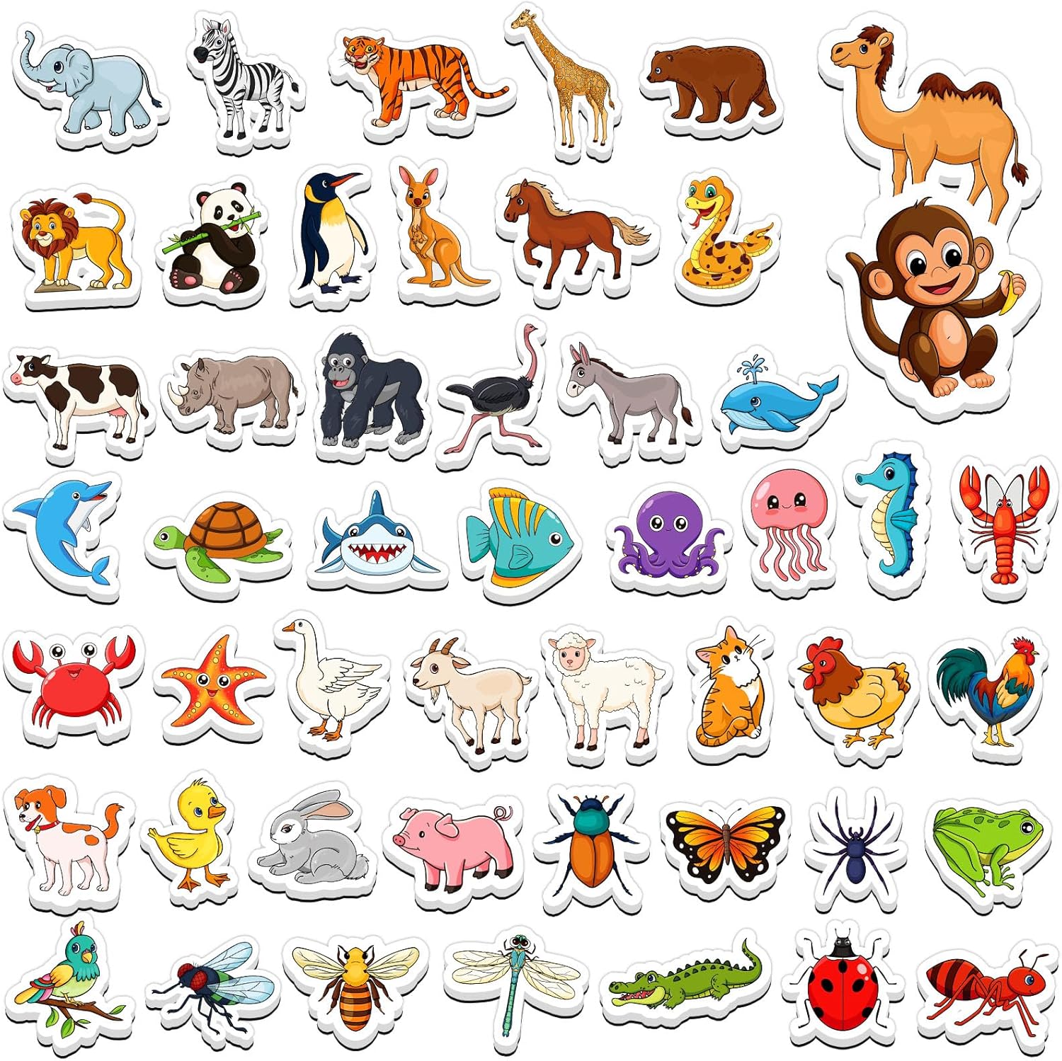Magnetic Animals,50 PCS Fridge Magnets for Toddlers,Farm Animals Wild Zoo Sea Ocean Animals Refrigerator Magnets for Kids,Educational Learning Magnetic Toys for Whiteboard Preschool Baby