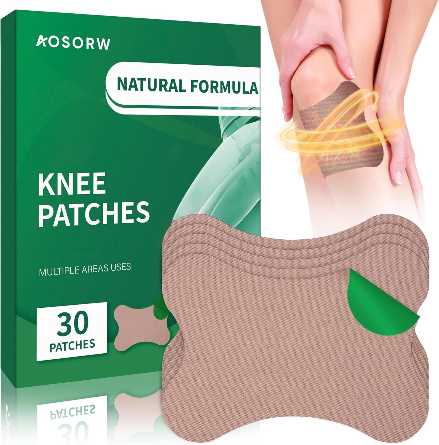 Natural Herbal Knee & Joint Heat Patches – 30 Count Wormwood Patches for Bone-on-Bone Support – Soothing Muscle & Bone Relief for Back, Neck, Shoulders, and Feet