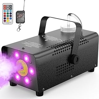 Fog Machine with Light, 500W Smoke Machine Portable Fog Machine with 12 Color Lights Effect and RGB Mode, 2-in-1 Remote Control for Halloween Outdoor Parties, Stage Effect, Disco or Weddings
