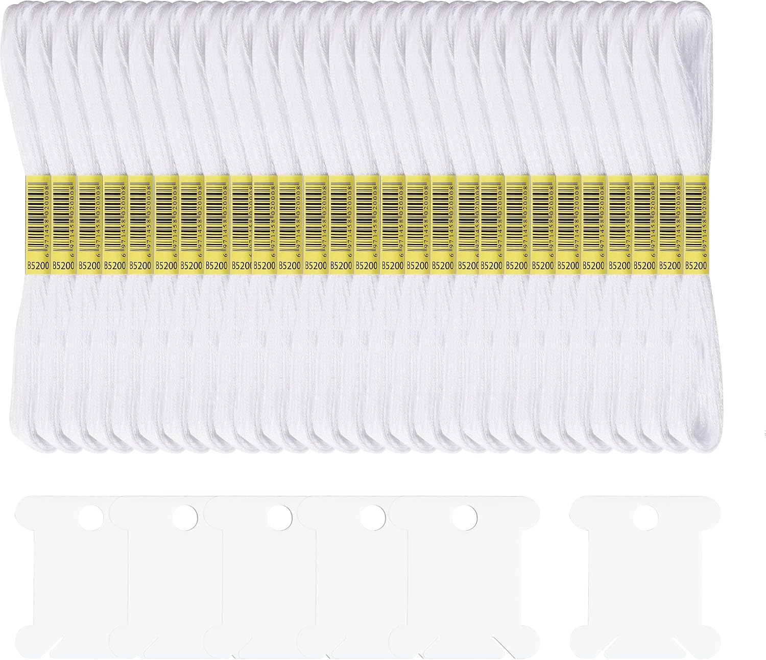 Embroidery Threads 25 Skeins White, AUERVO Embroidery Floss, Cross Stitch Threads, Friendship Bracelet Thread,Crafts Floss Rainbow Color with 6 Embroidery Bobbins
