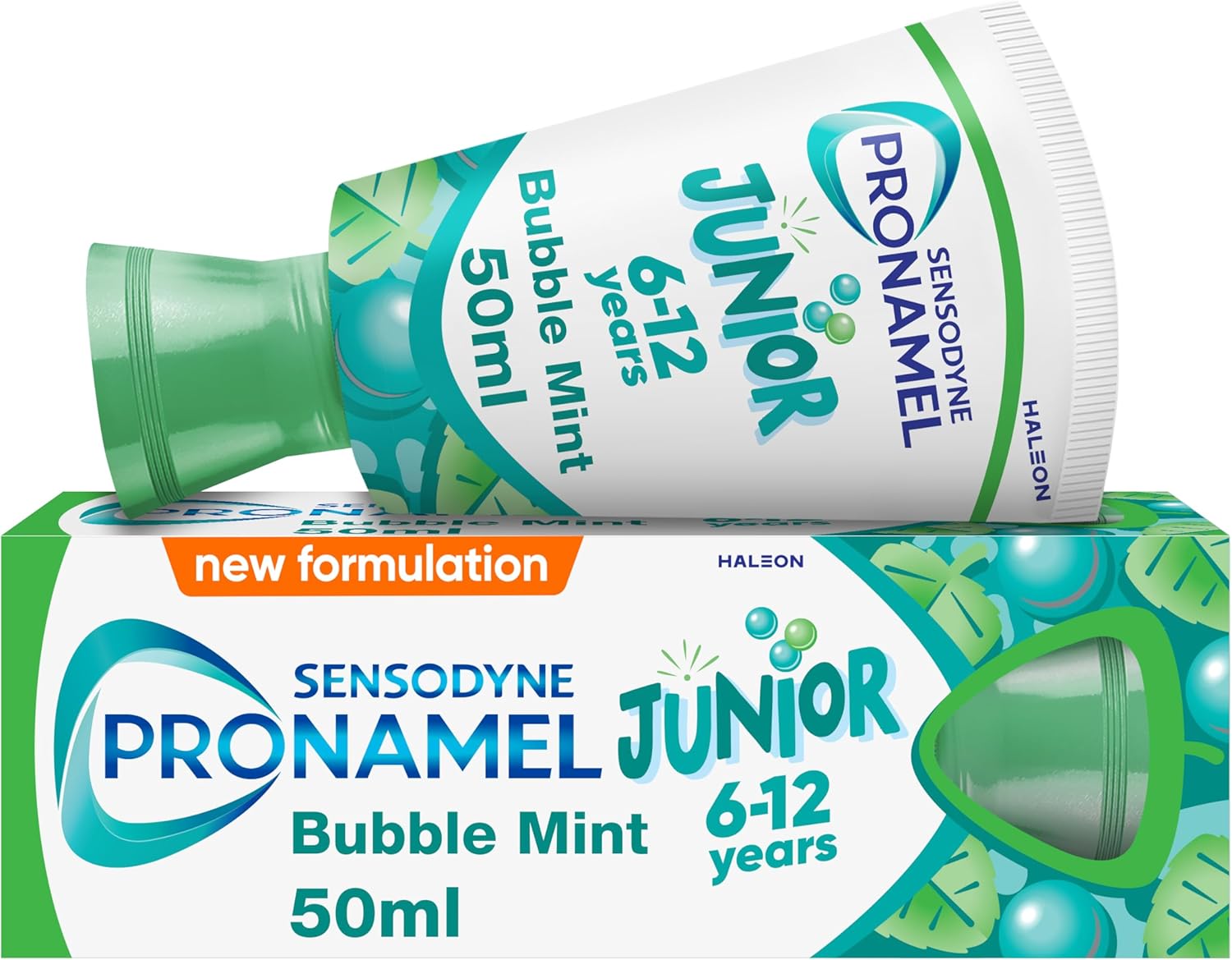 Sensodyne Pronamel Junior 6-12 Years Toothpaste for Juniors, 2X Stronger Enamel Defence, Bubble Mint Flavour, 50 ml Protection from Sugar acids vs Your Mouth’s Natural defences