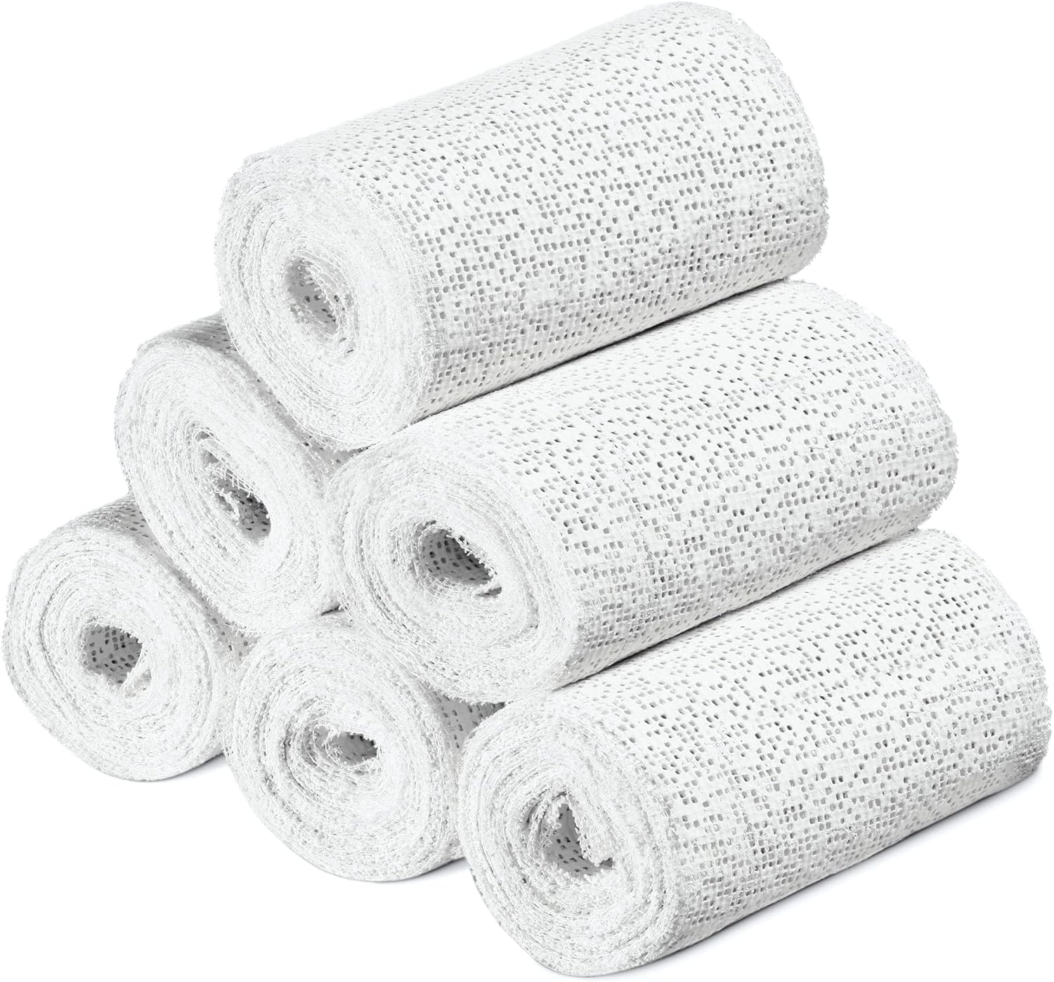 Navaris Plaster Cloth Rolls (M, Pack of 6) - Gauze Bandages for Body Casts, Plaster of Paris for Craft Projects, Belly Casting Kit Pregnancy - Easy Use Wrap Strips - 4" W x 118" L