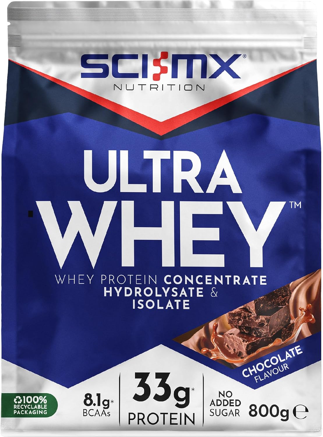 SCI-MX Ultra Whey Protein Muscle Building & Recovery Protein Powder With Naturally Occurring Glutamine & Amino Acids - Chocolate Flavour - 800G - 18 SERVINGS
