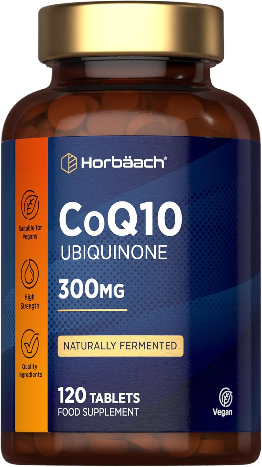 CoQ10 Supplement 300mg | High Strength Ubiquinone Coenzyme Q10 | Naturally Fermented | 120 Vegan Tablets | Supplement for Men & Women | by Horbaach