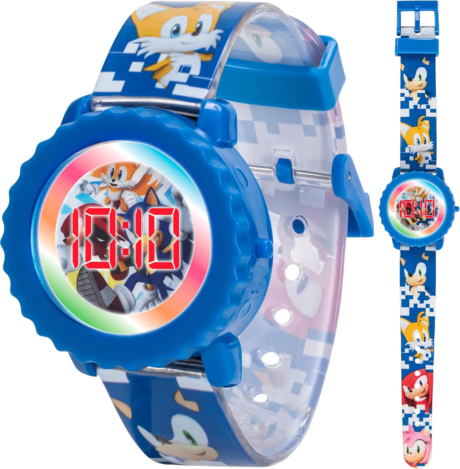 Sonic The Hedgehog Kids Digital Watch – Flashing LED Light-Up Display, Easy-to-Read Time, Adjustable Strap, and Sonic Character Design – Fits Wrists from 5.5" to 8"