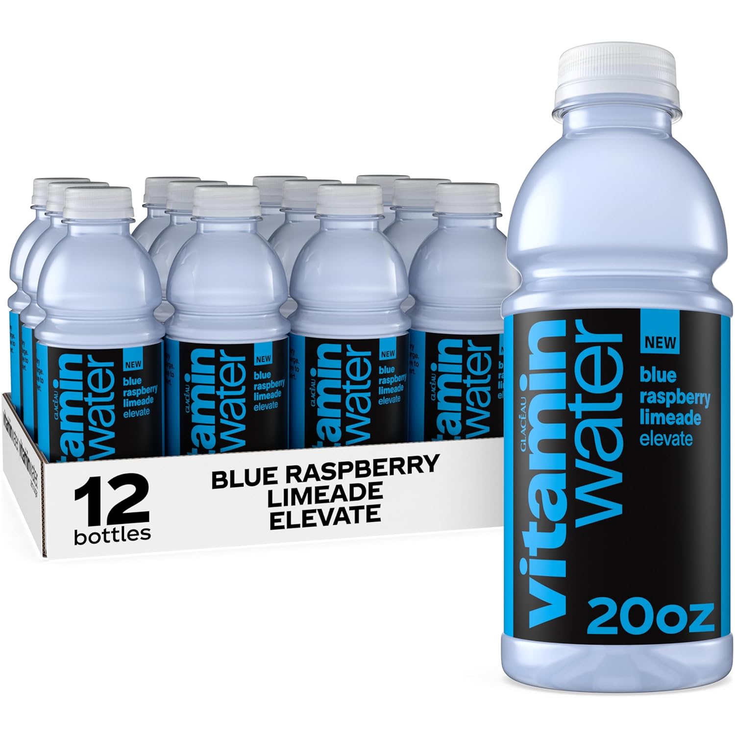 vitaminwater Blue Raspberry Limeade Elevate Nutrient Enhanced Water Beverage 20 oz. 12 pack