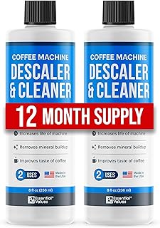 Essential Values Universal Descaling Solution for Keurig Breville Nespresso & Delonghi (4 Uses) | Coffee Machine Descaler Cleaner | Liquid To Descale Automatic Coffee Makers & Espresso Machines