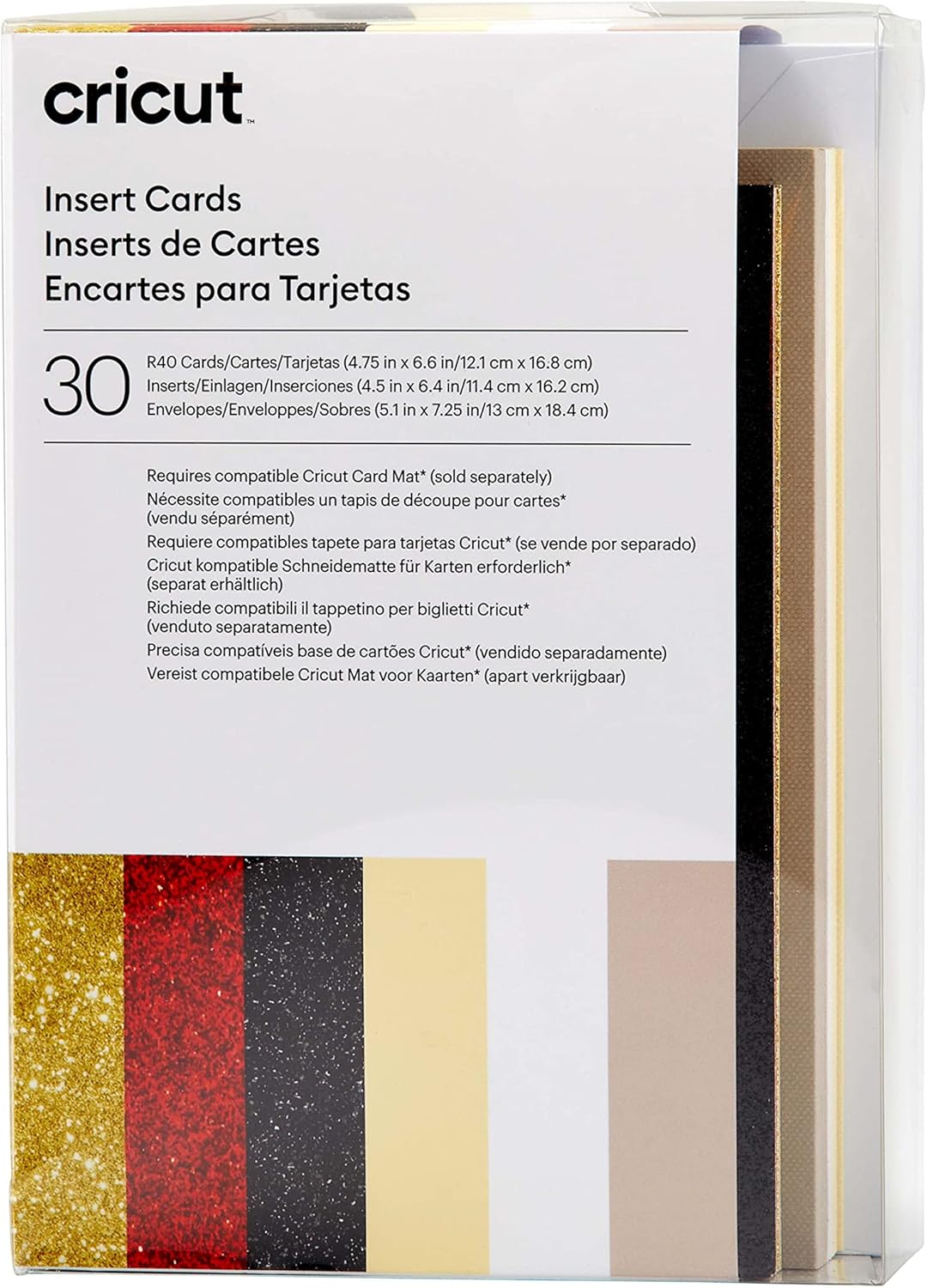 Cricut Insert Cards | Glitz and Glam | 12.1 cm x 16.8 cm (Cricut Size R40) | Pack of 30 | for use with Cricut Card mat