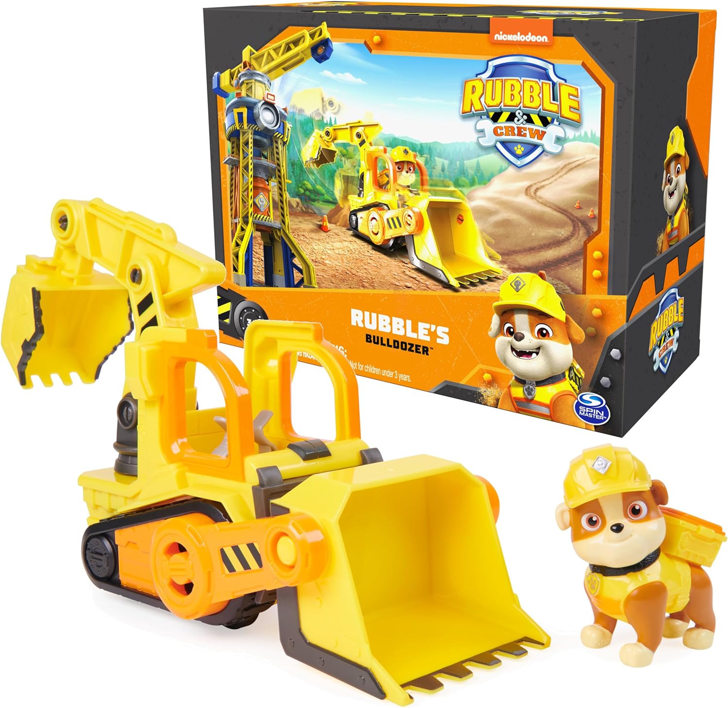 Rubble & Crew, Rubble’s Bulldozer Toy Truck with Movable Parts and a Collectible Action Figure, Kids Toys for Ages 3 and Up