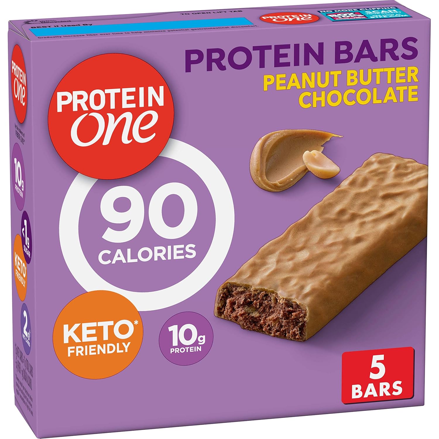Protein One 90 Calorie Protein Bars, Peanut Butter Chocolate, Keto Friendly, 5 Ct, 4.8 oz