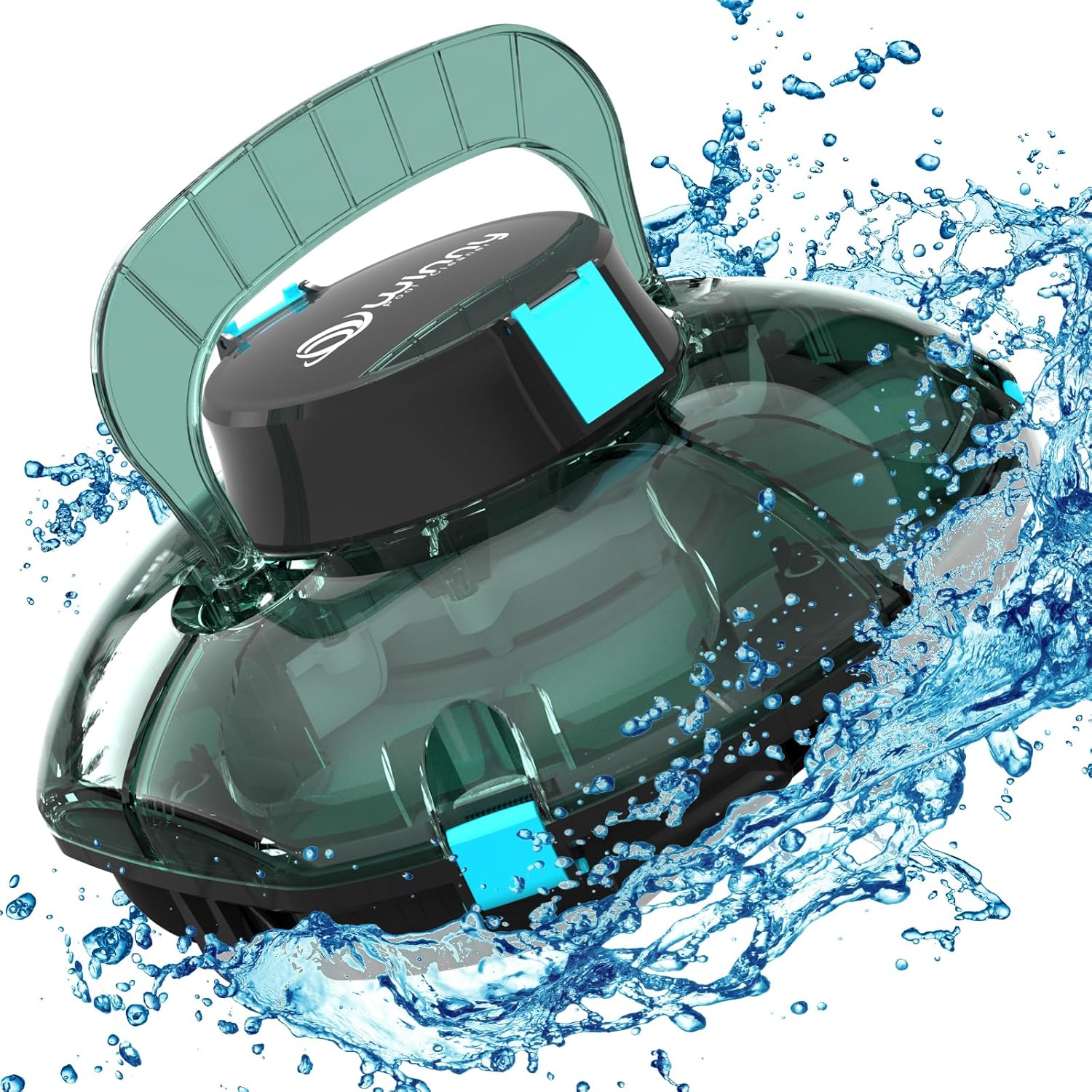 Cordless Robotic Pool Vacuum Cleaner - Powerful Suction & Transparent Design for Effortless Cleaning of Above Ground Pools up to 645 Sq. Ft