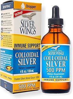 Natural Path Silver Wings Colloidal Silver 500ppm Immune Support Supplement 4 fl. oz. Dropper
