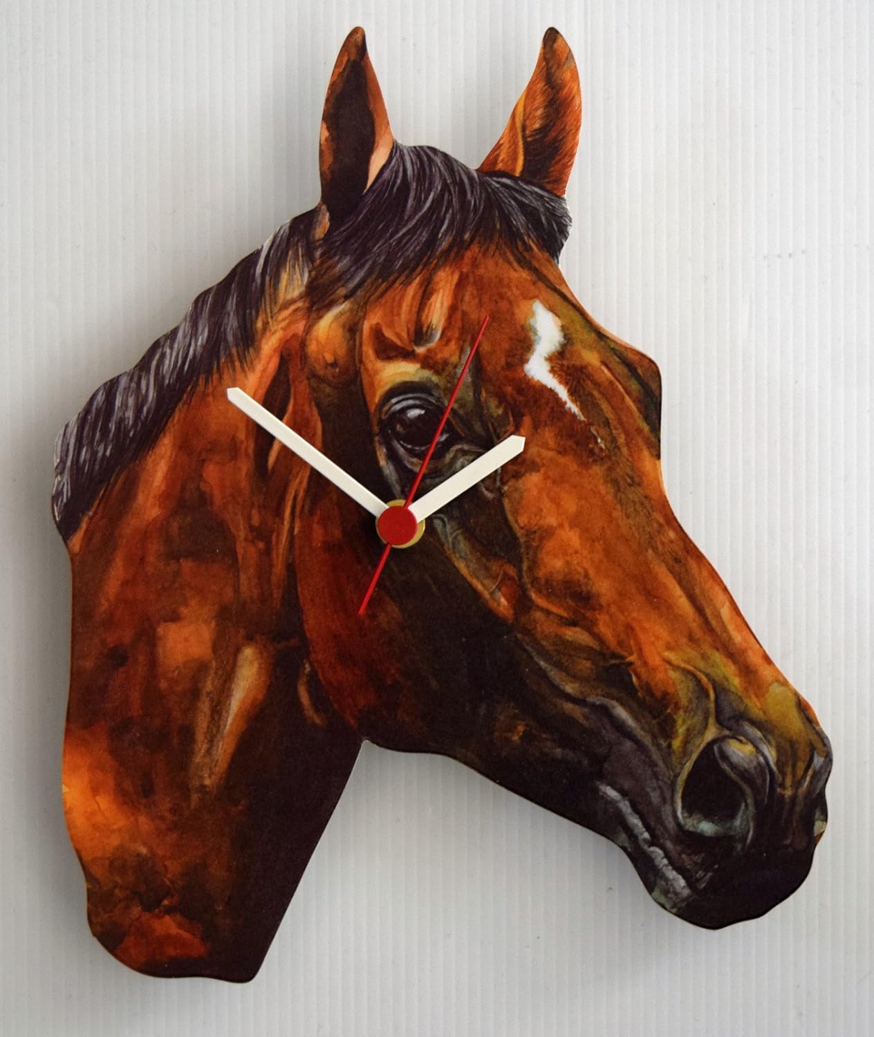 L R Thoroughbred Horse Clock - HO23, 25cm x 20cm, Brown