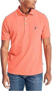 Nautica Men's Short Sleeve Solid Stretch Cotton Pique Polo Shirt