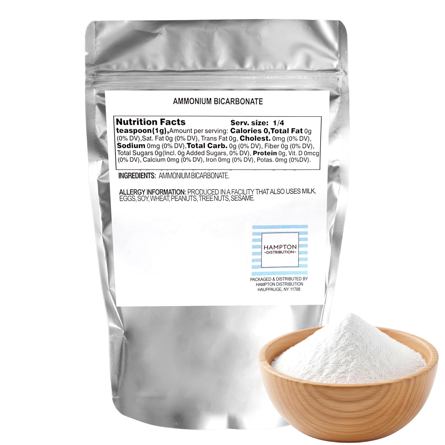 Ammonium Bicarbonate, 8 Ounce Resealable Bag, Hampton Distribution