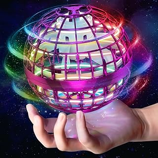 Flying Ball Toy Globe 360°Rotating Hand Controlled Flying Orb Ball Toys Magic Led Lights Controller Mini Drone Flying Toy Boomerang Fly Spinners for Kids (Purple)
