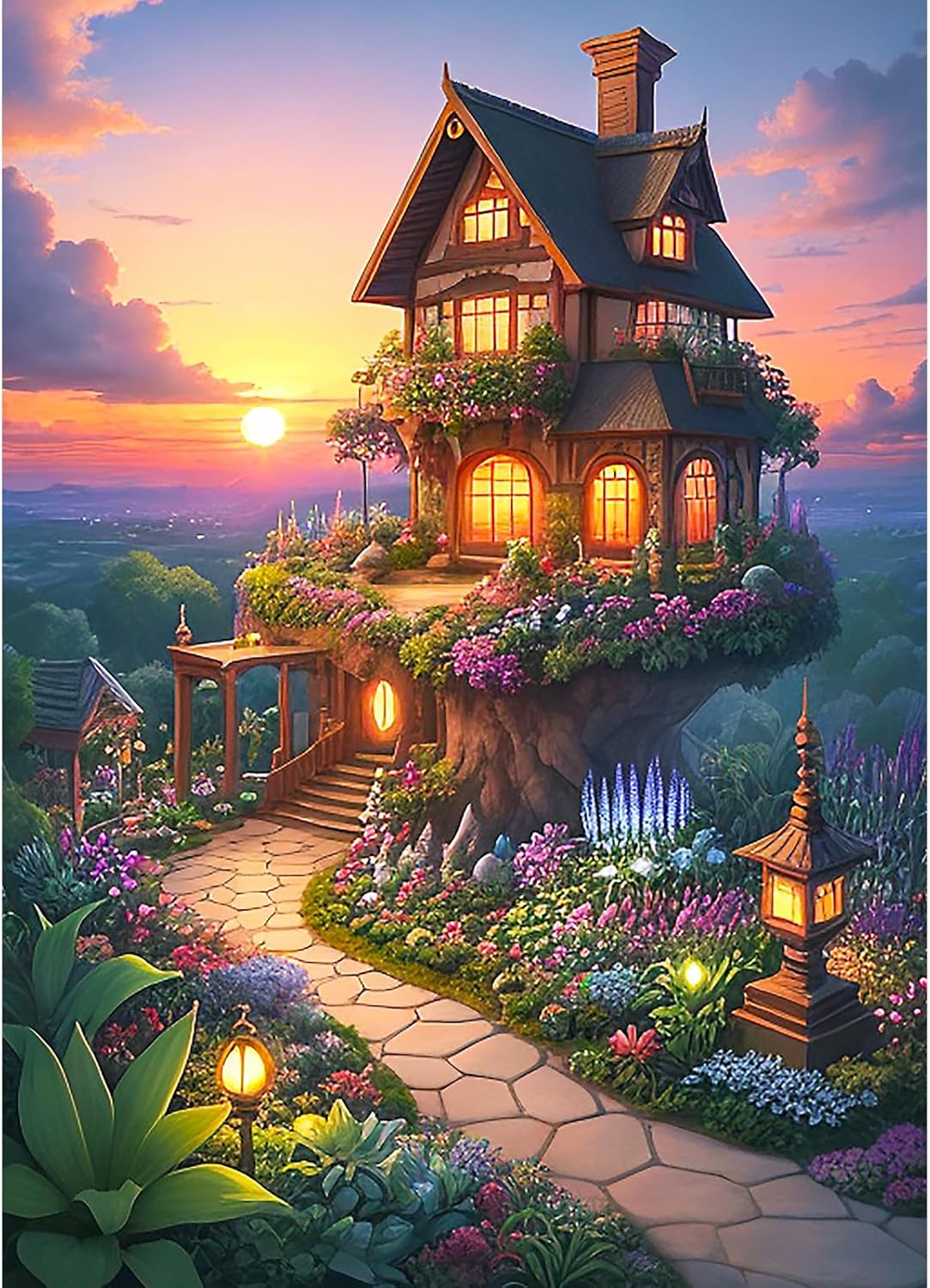 Jigsaw Puzzles for Adults 1000,Puzzles for Adults, Family Puzzle Game Birthday Gifts.Challenge High Difficulty-Fairy Tale House in the Garden