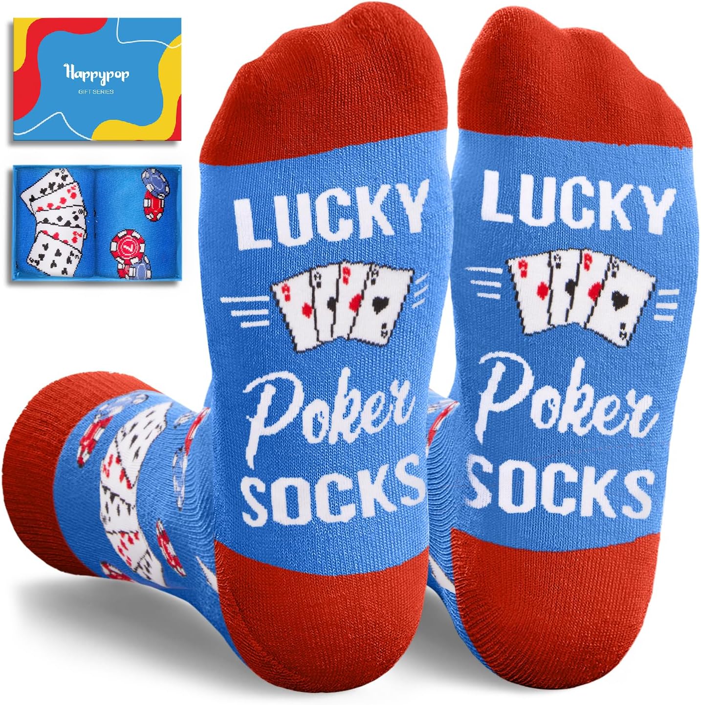 HAPPYPOP Funny Casino Poker Gifts for Men - Gambling Gifts Las Vegas Gifts, Lucky Poker Socks