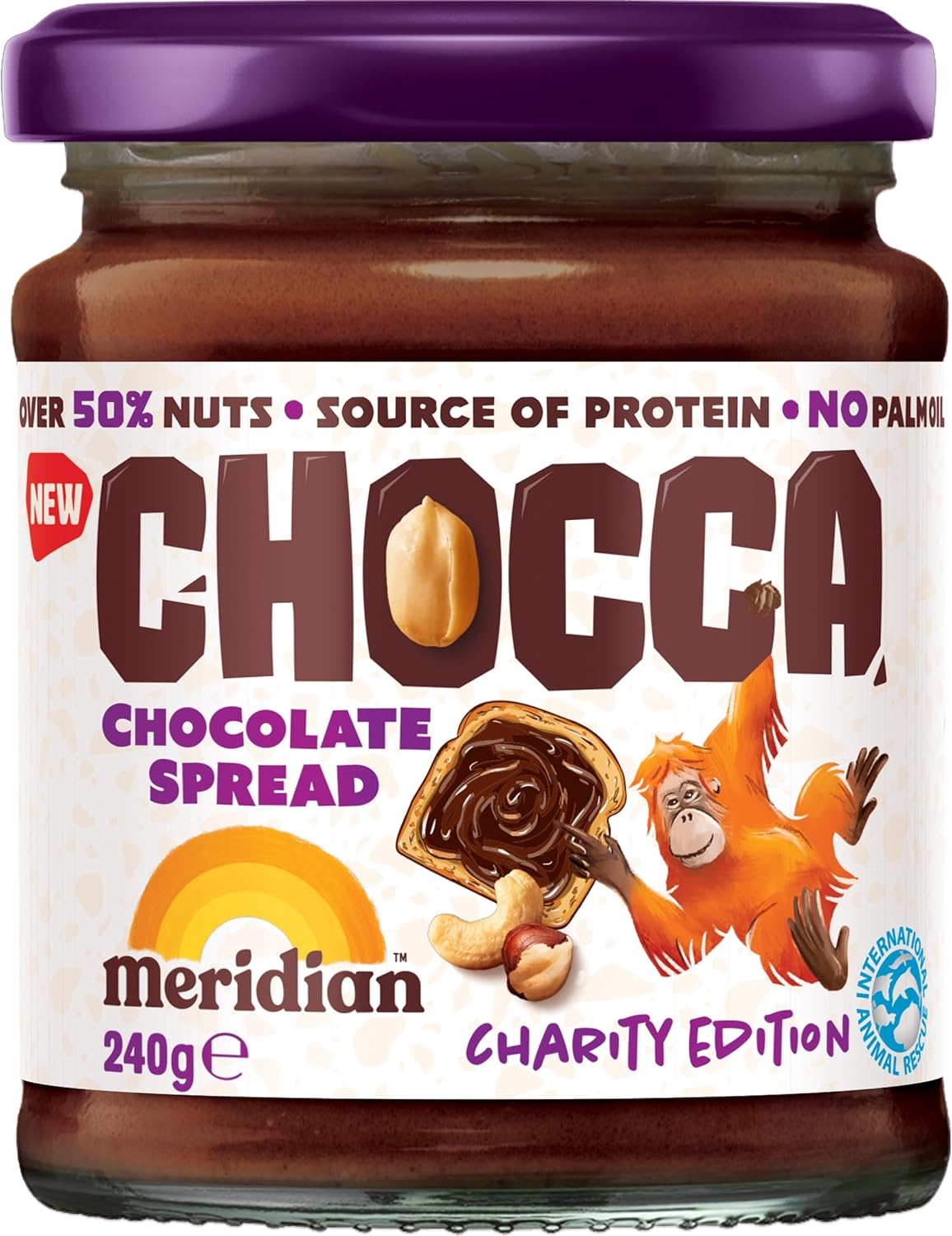 Meridian Chocca | Chocolate Spread with Peanuts, Hazelnuts and Cashews,No Palm Oil,Source of protein,240g Jars, Multipack of 6