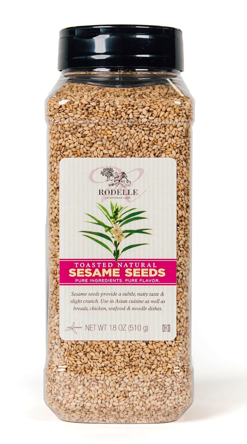 Rodelle Toasted Natural Sesame Seeds, 18 Ounce Jar