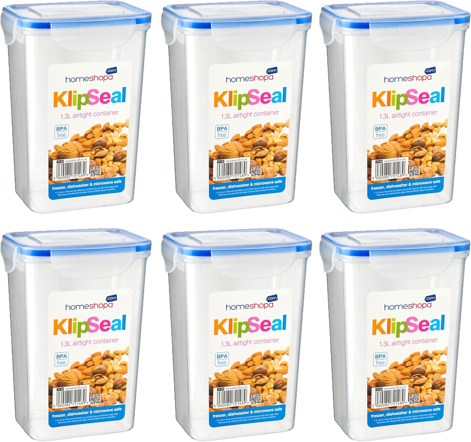 HOMESHOPA Airtight Food Storage Container Set, 6 Pack Kitchen & Pantry Organization, BPA-Free, Plastic Canisters with Durable Lids for Rice Cereal Oats Flour Sugar