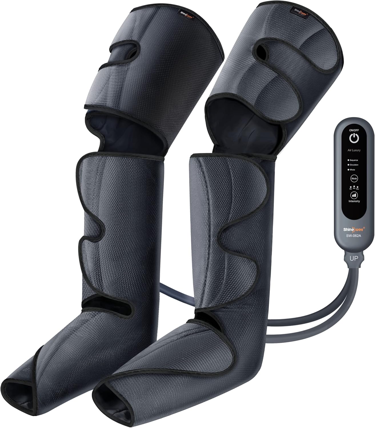 SHINE WELL Leg Compression Massager, Air Compression Massager for Circulation and Pain Relief, 3 Modes 3 Intensities 2 Extenders and Adjustable Wraps, Gift for Family or Friend
