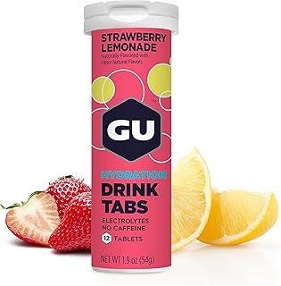 GU Energy Hydration Electrolyte Drink Tablets, Vegan, Gluten Free & Caffeine Free, Enhanced Endurance Sports Drink for Running, Cycling, Triathlon, 8-Count (96 Servings), Strawberry Lemonade