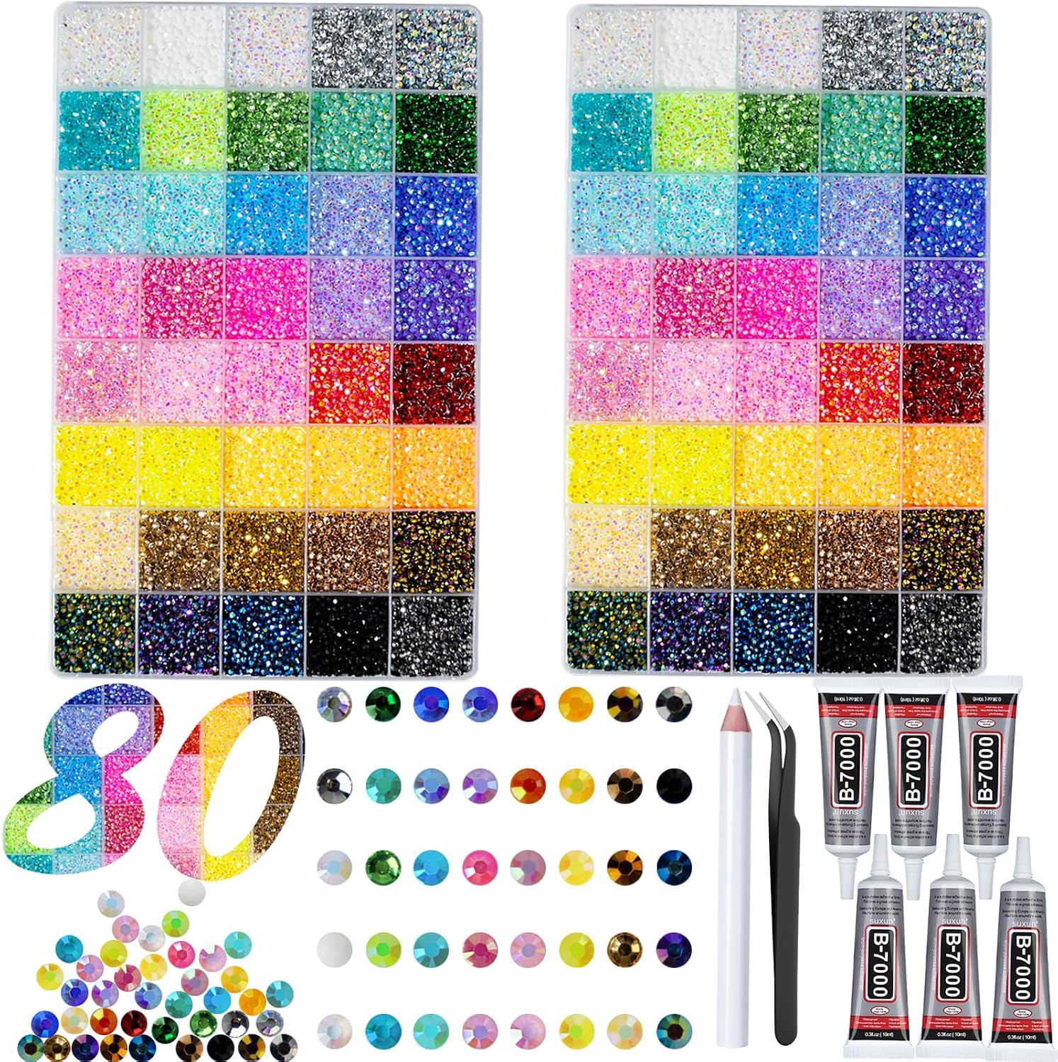 2 Boxes 100000+Pcs Rhinestones for Bedazzling Kit 3mm