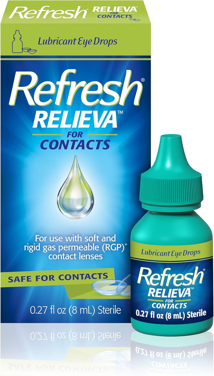Refresh RELIEVA FOR CONTACTS Lubricant Eye Drops For Use with Contact Lenses, 0.27 fl oz (8 mL)