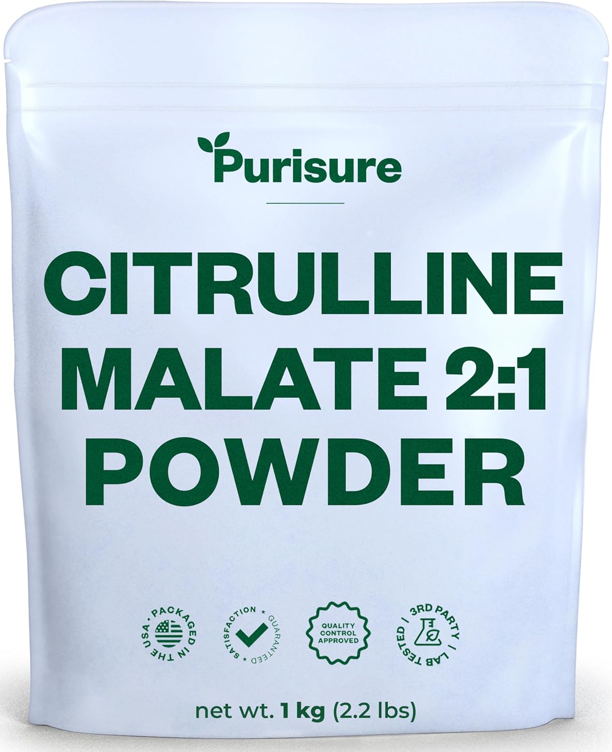 Purisure L Citrulline Malate 2:1 Powder, 1 kg, Supplement and Nitrate for Strength Performance and Energy, Pre-Workout L Arginine L Citrulline Supplement Powder, 334 Servings