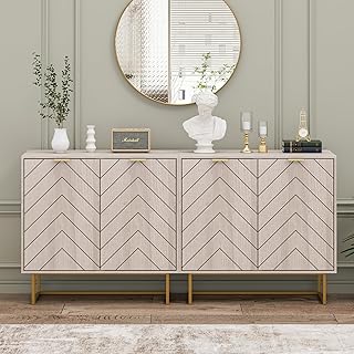 Scurrty 31.5'' Sideboard Buffet Cabinet with Storage,Sideboard Cabinet Set of 2, Natural Sideboard Storage Cabinet with Doors and Adjustable Shelf, Ancient Cabinet for Living Room, Kitchen, Log Color