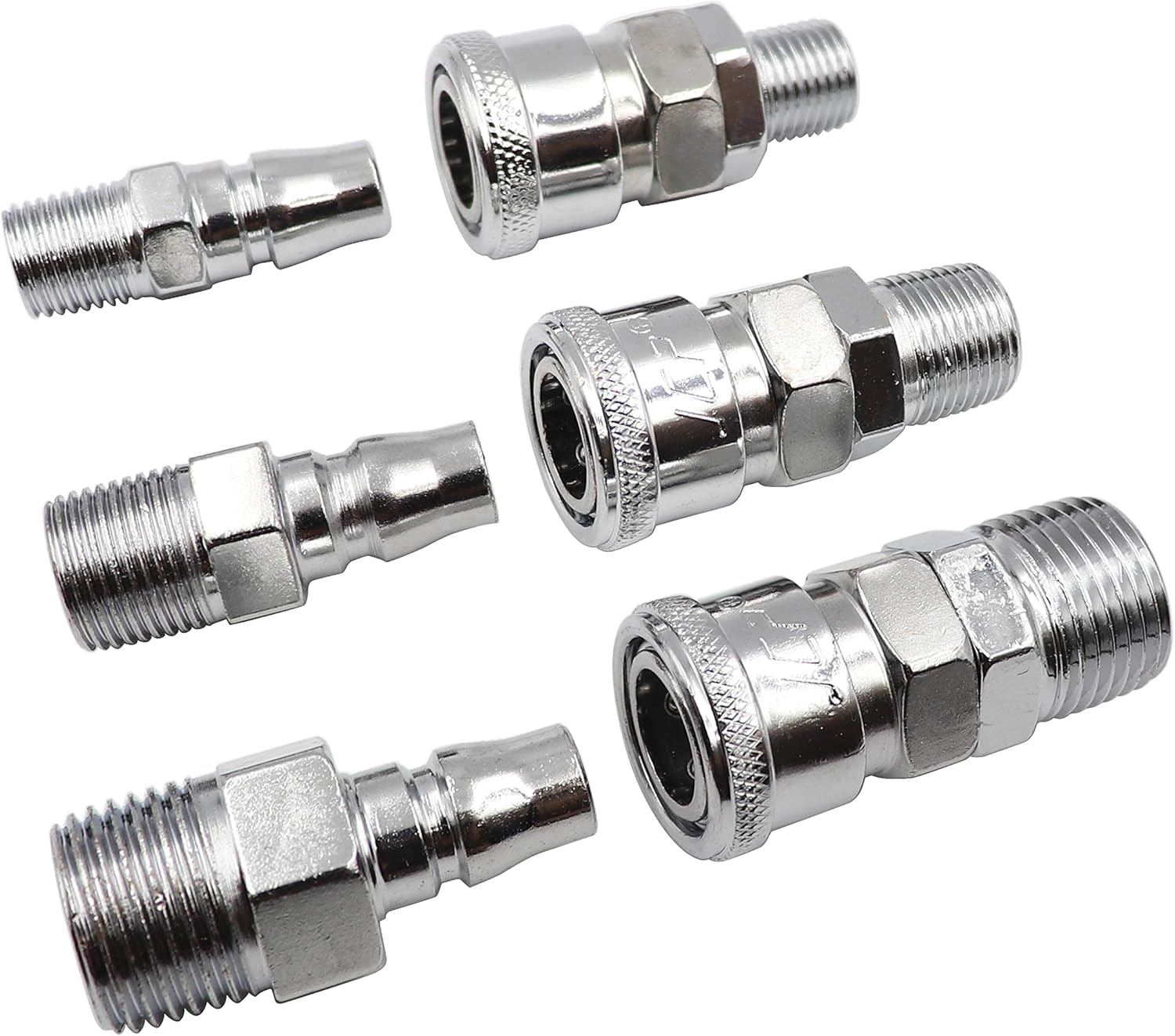 LBY Air Coupler and Plug Kit, Industrial Type C Air Hose Fittings, Compressor Pneumatic Connector, SM20/30/40 + PM20/30/40 Quick-Connect Accessories Kit, Pack of 6