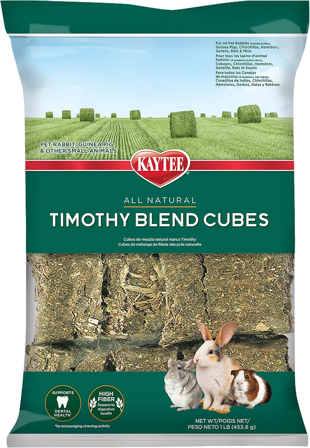Kaytee Timothy Hay Blend Cubes for Pet Rabbits, Guinea Pigs, Chinchillas, and Other Small Animals, 1 Pound