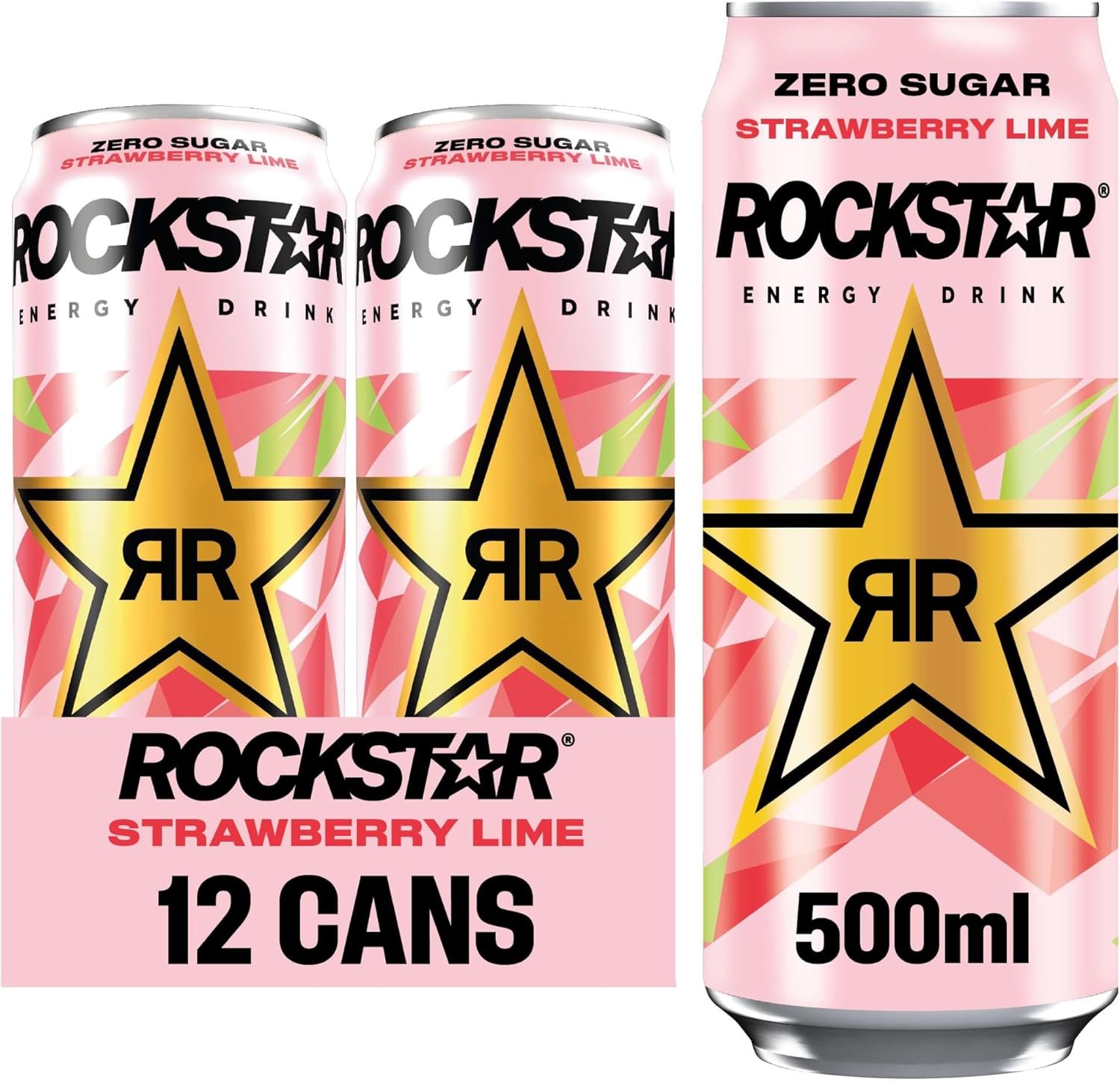 Rockstar Refresh Energy Drink Strawberry & Lime, 12 x 500ml cans