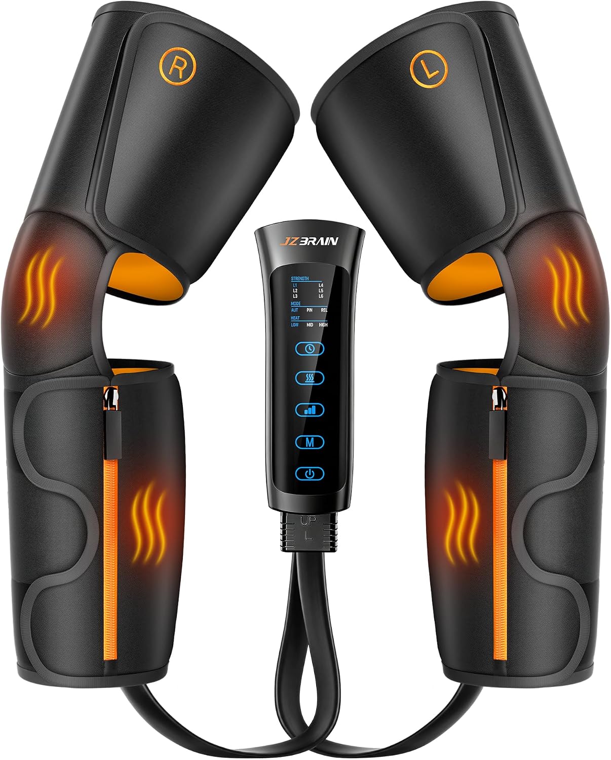 JZBRAIN Leg Massager with Heat and Compression : Foot and Calf Massager for Circulation and Pain Relief, Sequential Compression Boots with 6 Modes, 9 Intensity