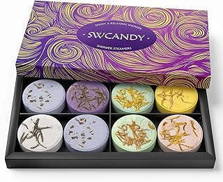 Shower Steamers Aromatherapy Birthday Gifts for Women - SWCANDY 8 Pcs Stocking Stuffers Christmas Gifts for Mom Men Teen Bath Bombs Self Care with Natural Essential Oils Relaxation Home SPA Bridesmaid