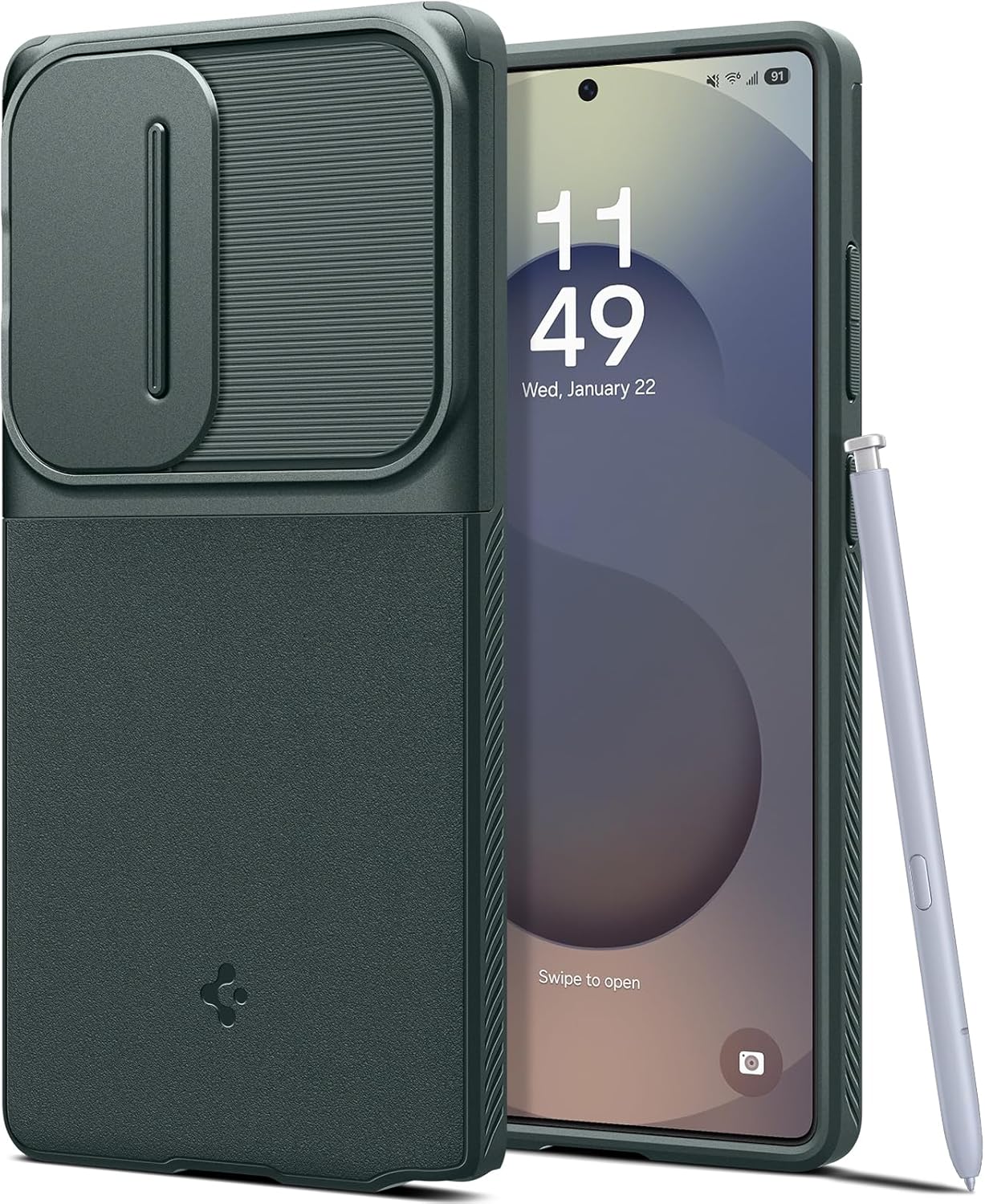 Spigen Optik Armor Designed for Galaxy S25 Ultra Case (2025) [No Magnet Ring], [Military-Grade Protection] - Abyss Green