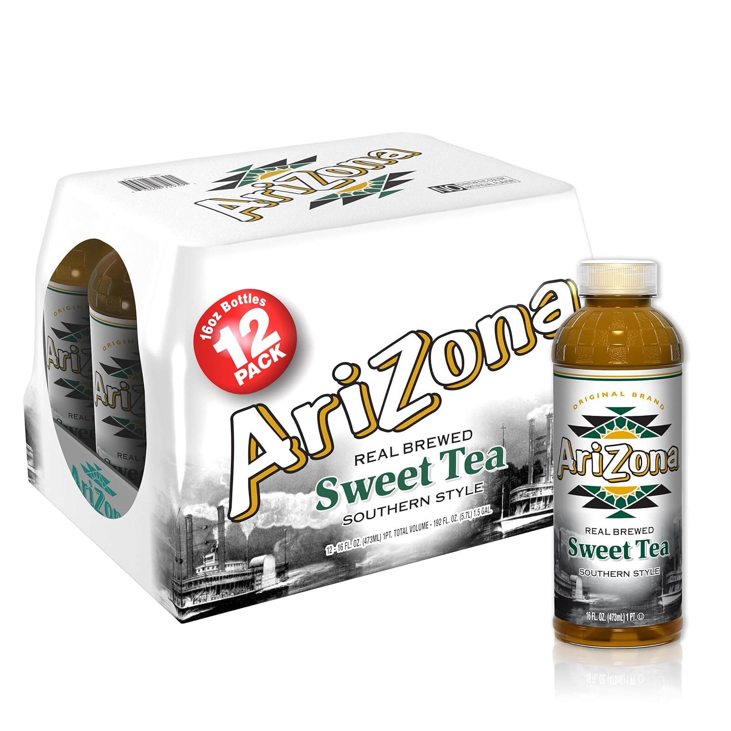 AriZona Sweet Tea - Southern Style Premium Brewed Tea, 16 Fl Oz (Pack of 12)